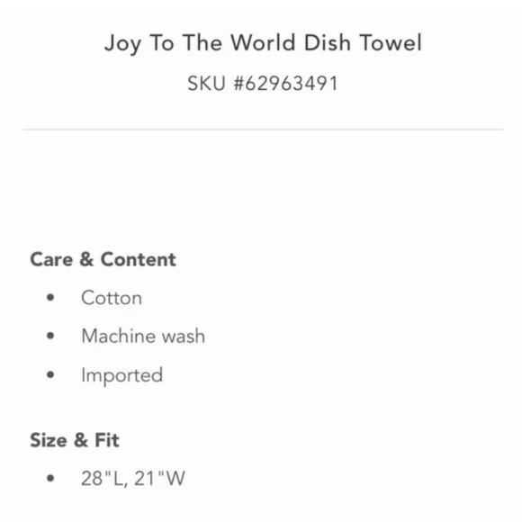 Anthropologie Christmas Holiday Green Dish Towel Joy World Snow Globe New in Pkg - Picture 6 of 9